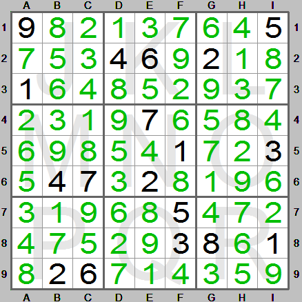 Very difficult sudoku puzzle solved by the Sudoku Instructions program